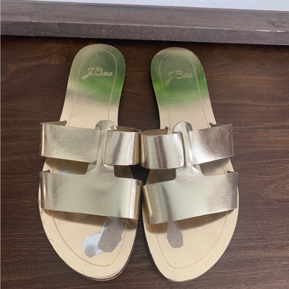 J.Crew leather gold sandals - size 8.5 - Picture 2 of 7
